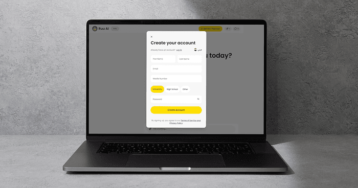 Tutoruu sign-up form